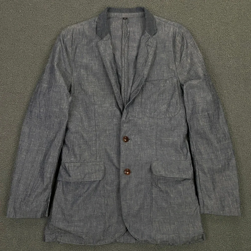 J.CREW Ludlow Jacket Mens XS Blue Chambray Cotton Blazer Sport Coat